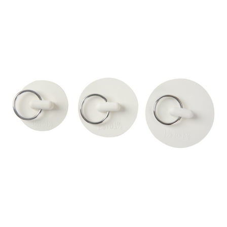 Mainstays 3 Piece Rubber Sink Stoppers with Rings for 1", 1.25", and 1.5" Bathroom Drains