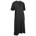 thumbnail image 1 of Hijaz Silky Black Horizontal Stripe Casual Short Sleeve Men's Thobe Arab Robe-58, 1 of 3