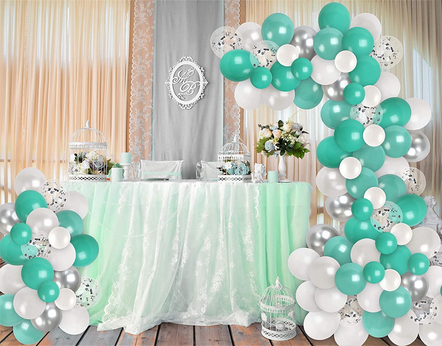 Chrome Silver Turquoise Balloon Garland Kit White Teal Silver Confetti Balloons For Wedding Engagement Party Baby Shower Sweet 16 Birthday Party 2021 Graduation Decorations Walmart Com Walmart Com