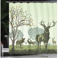 thumbnail image 3 of Ambesonne Green Shower Curtain, Deer and Nature Park, 69"Wx75"L, Green, 3 of 4