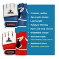 thumbnail image 4 of Ultimate Performance MMA Amateur Competition Gloves Blue/White Leather, Open Palm Construction, Medium Size, 4 of 5