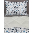thumbnail image 3 of Blue and White Comforter & Sham Bedding Set, Journalism Mass Media Communication Theme Press TV News, 3 pcs Duvet Set Microfiber Filling Quilt, 5 Sizes, Pale Blue Dark Blue, by Ambesonne, 3 of 4