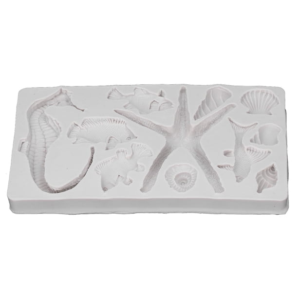 Molde de silicona gris DIY forma de estrella de mar caballito de mar reutilizable antiadherente elástico pastel de silicona Chocolate cubo de hielo molde de Fondant