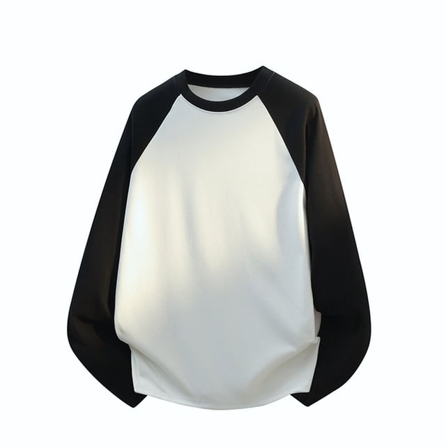 Blusas y camisas de manga larga con cuello redondo para hombre, sudadera deportiva de manga larga de color liso a la moda con bolsillo, top de poliéster para hombre