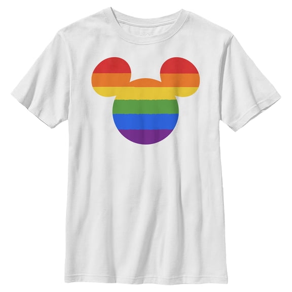 Boy's Mickey & Friends Rainbow Ears Graphic Tee White Large