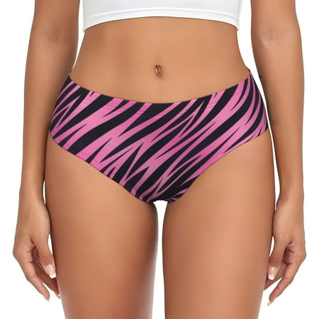 Womens Underwear - pink black zebra print striped No Show Seamless Underwear for Women  Soft Stretch Womens Panties  Hipster Ladies Panties Bikini Underwear Briefs