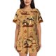 thumbnail image 1 of Balery Brown Mushrooms Conjunto de Pijama para Mujer con Estampado, Dos Piezas de Manga Corta y Shorts, Ropa de Dormir Suave con Cuello Redondo y Bolsillos-X-Large, 1 of 6