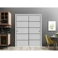 thumbnail image 3 of Sliding Closet Bypass Doors 64 x 80 inches | Planum 0015 Grey Matte with Frosted Glass | Sturdy Rails Moldings Trims Hardware Set | Wood Solid Bedroom Wardrobe Doors, 3 of 6