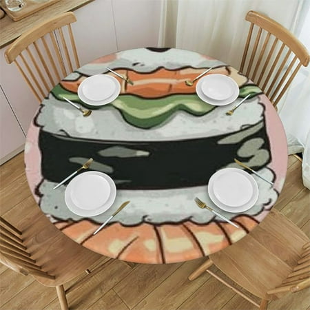 

Patifu Sushi Round Tablecloth - Stain-Resistant Washable Ideal for Indoor and Outdoor Use 100% Polyester Waterproof Perfect for Outdoor Picnic Camping Indoor Kitchen Dining Party 31 -35