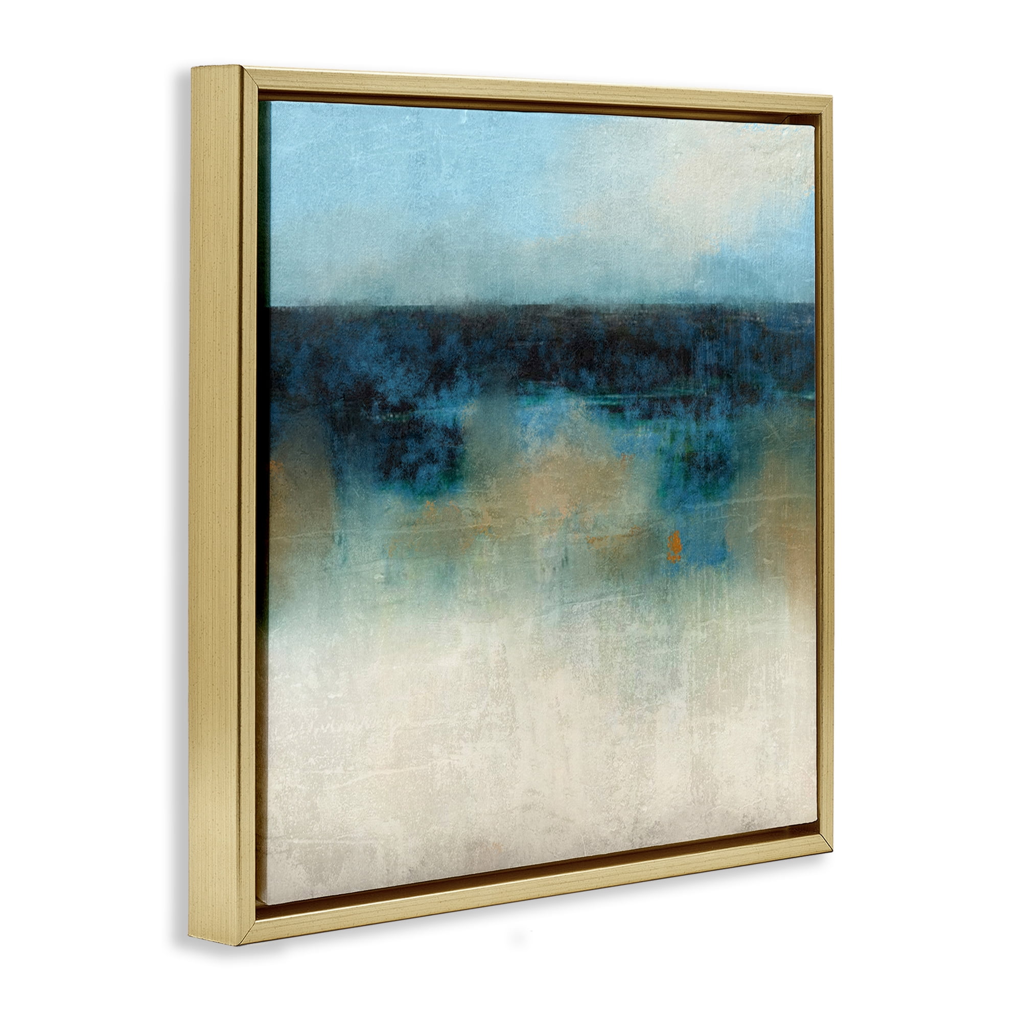 Stupell Industries Foggy Ocean Beach Scene Coastal Painting Gold Floater Framed Canvas Art Print Wall Art, 18 x 18