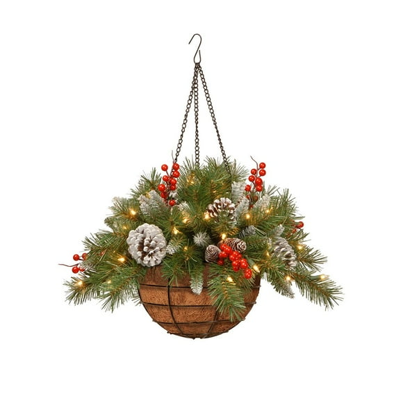 YOPTOP Christmas Hanging Basket Artificial Christmas Light Hanging Basket Christmas Outdoor Decoration