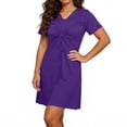 thumbnail image 5 of Zpanxa Casual Short Sleeve Dress for Women Solid Color Round Neck Comfort Fit Dress with Adjustable Drawstring Waist Flowy Summer Day Dress, 5 of 6