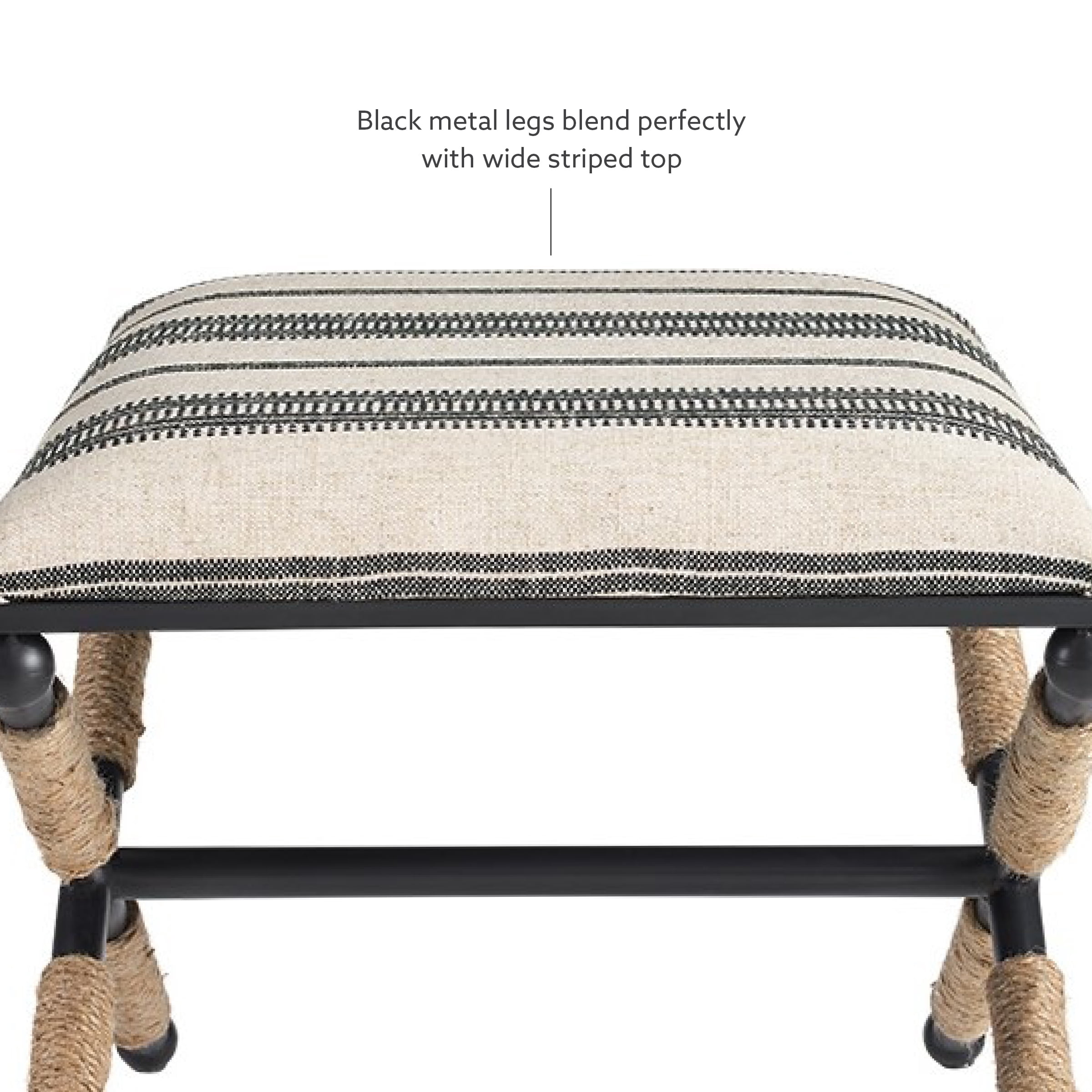 Linon Brewster Indoor Stool Ottoman, Black and Neutral