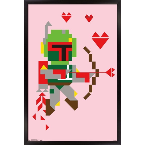 Star Wars: Saga - Boba Fett Hearts Wall Poster, 14.725" x 22.375", Framed