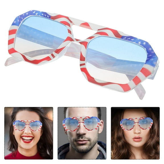 Worgeous Stylish American Flag Sunglasses Fashionable Irregular Sunglasses for 4th of July Celebrations Comfortable Patriotic Eyewear