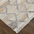 thumbnail image 4 of Feizy Beckett Transitional Trellis & Lattice, Gray/Ivory/Tan, 1'6" x 1'6" Swatch Eco Friendly Stain Resistant Handmade Moroccan Diamond Design Carpet for Living Dining Bed Room, 4 of 8