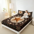 thumbnail image 4 of Manfei Texas Star Twin Sheet Sets,Leopard Print Twin Fitted Sheet,Brown Beige Black Flat Sheet For Teens,Super Cozy Room Decor,3pcs, 4 of 7