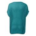 thumbnail image 6 of Crochet Coverups for Women Summer Cap Sleeve Hollow Out Casual Cruise Beach Vacation Tops Knit Pullover Sweater Turquoise M, 6 of 7