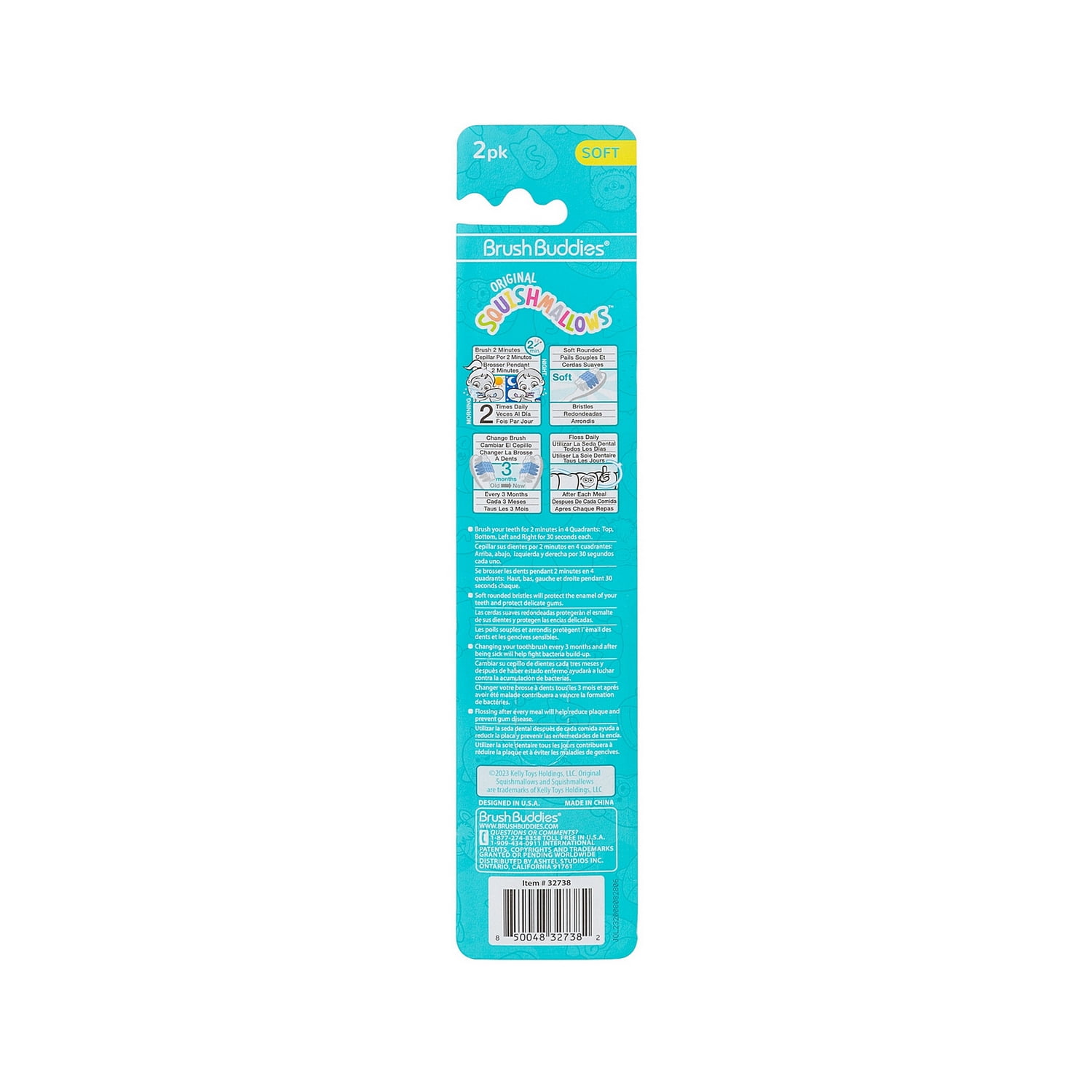 Brush Buddies Squishmallows Toothbrush, 2 pack