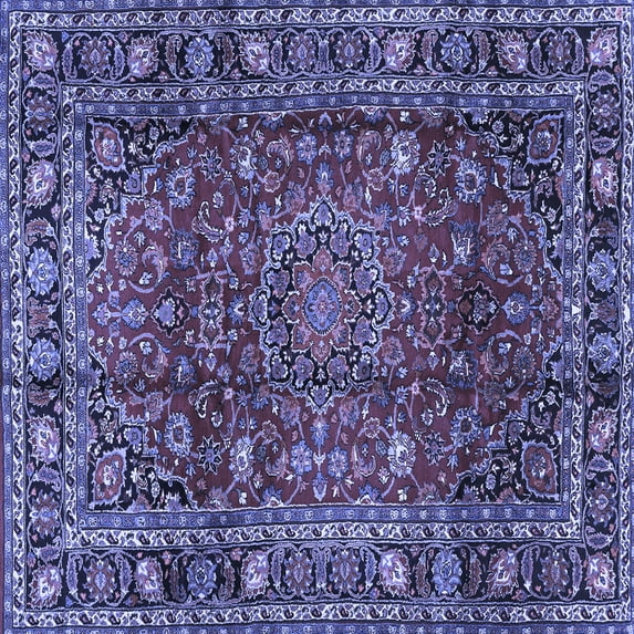 Ahgly Company Machine Washable Indoor Square Persian Blue Traditional Area Rugs, 6' Square