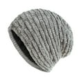 thumbnail image 2 of Tuque en Tricot Chaude Automne Hiver pour Femmes, Épaisse, Horizontale, Unie, Doublée en Molleton, Bonnets pour Femmes Hommes, 2 of 3
