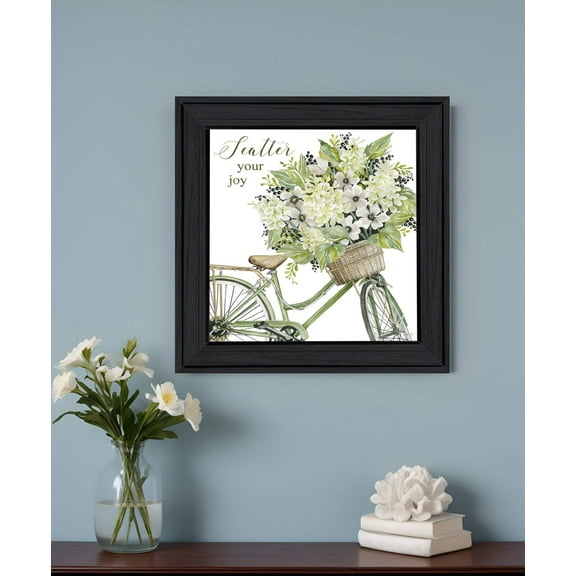 HomeRoots 529734 Scatter Your Joy with Flowers Black Framed Print Wall Art