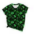 thumbnail image 4 of SYMOID St. Patrick's Day Festive Top Shirts for Juniors Women Green Shamrock Graphic Girls Tee Shirts,Short Sleeve,Crew Neck,Green,Size 5XL, 4 of 4