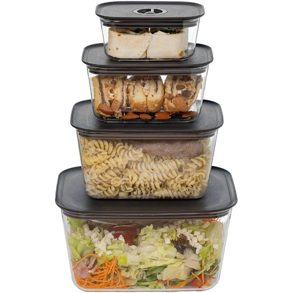 Clear Plastic Insulated Pantry Food Storage Containers, 4 Count, 4 Sizes
