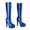 thumbnail image 3 of B91xZ Bottes à Talons Confortables d'Hiver Hauteur Genou, Bleu 7.5, 3 of 5