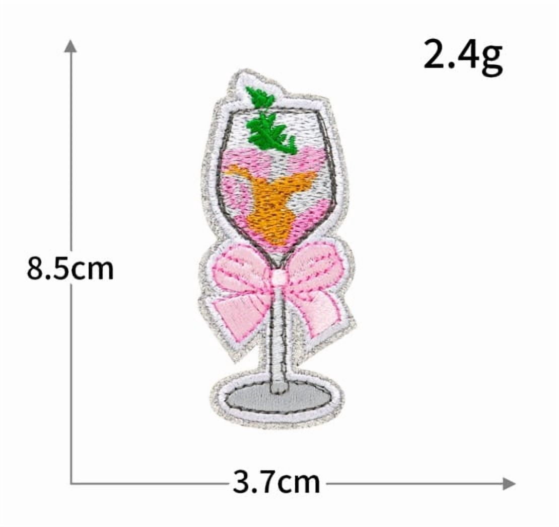 Summer Drink Trend Goblet Embroidery Cloth Stickers - Fashionable Self-Adhesive Patches for Clothing and Fabric Repair