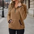 thumbnail image 2 of Lightweight Sweaters for Women Solid Color Half Zip Long Sleeved Pullover Fall Tops,Coffee,M, 2 of 6