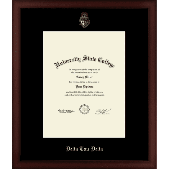 Delta Tau Delta Fraternity Certificate Frame, Document Size 8.5" x 11"