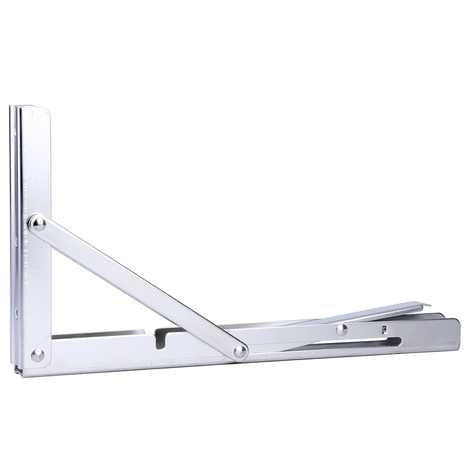 Pair Polished Stainless Folding Shelf Heavy Duty Bracket Bench Table 330lb