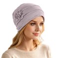 thumbnail image 2 of Women's Soft Floral Turban Head Wrap, Stretchy Breathable Lightweight Slouchy Beanie Hat, Daily Outdoor Headwear Complexion One Size, 2 of 4