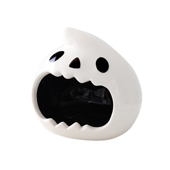 Halloween Ghost Candy Dish Ceramic Candy Bowl Ghost Shaped Candle Holder for Trick or Treat Halloween Party Decoration Supplies