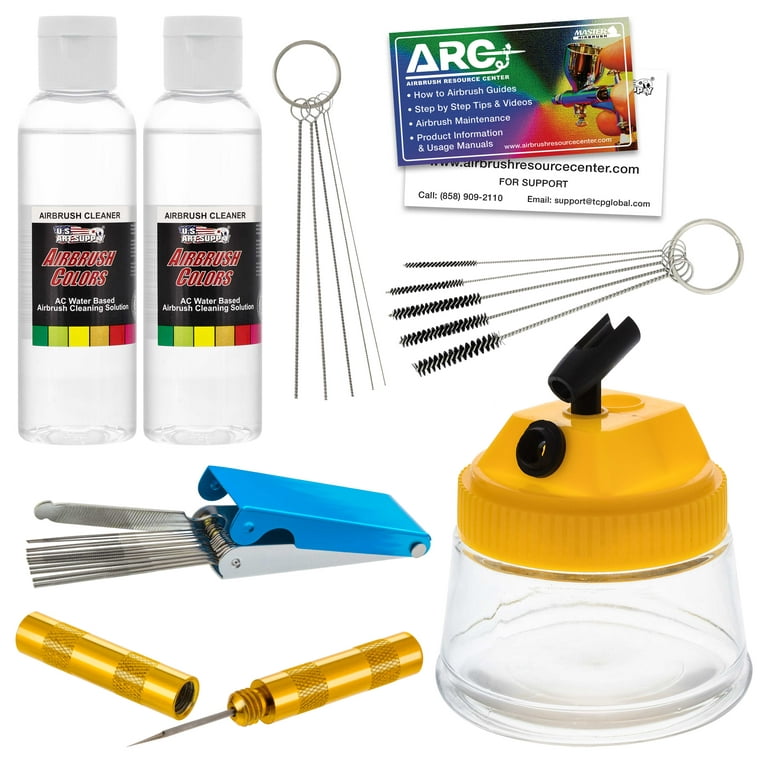 Deluxe Airbrush Cleaning Kit - 3 in 1 Clean Pot, 2 - 4oz Cleaning Solution  & Kit, Bundle - King Soopers