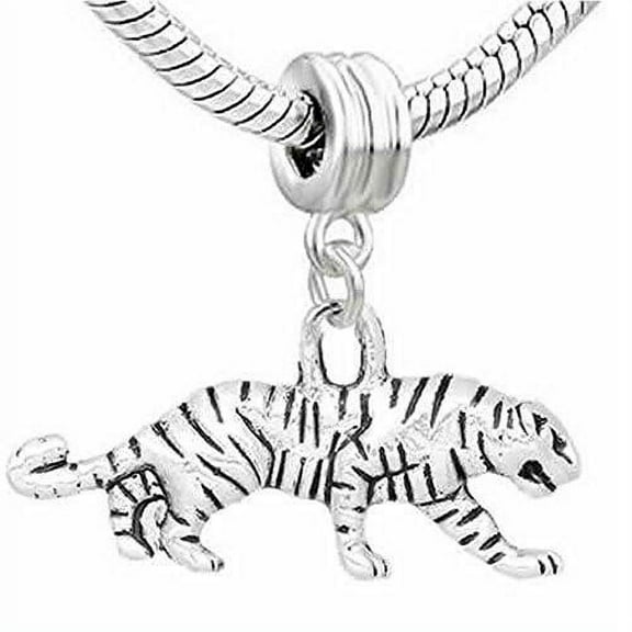 Walking Tiger Charm Dangle European Bead Compatible for Most European Snake Chain Bracelet