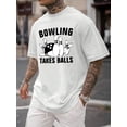 thumbnail image 1 of T-shirt de Sport à Manches Courtes Col Rond Imprimé Jeu de Quilles pour Hommes, Confortable et Polyvalent, 1 of 7