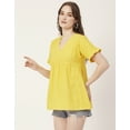 thumbnail image 3 of Moomaya Women Printed Short Sleeves Cotton Top, V Neck Long Length Flared Summer Tunic Top, 3 of 8