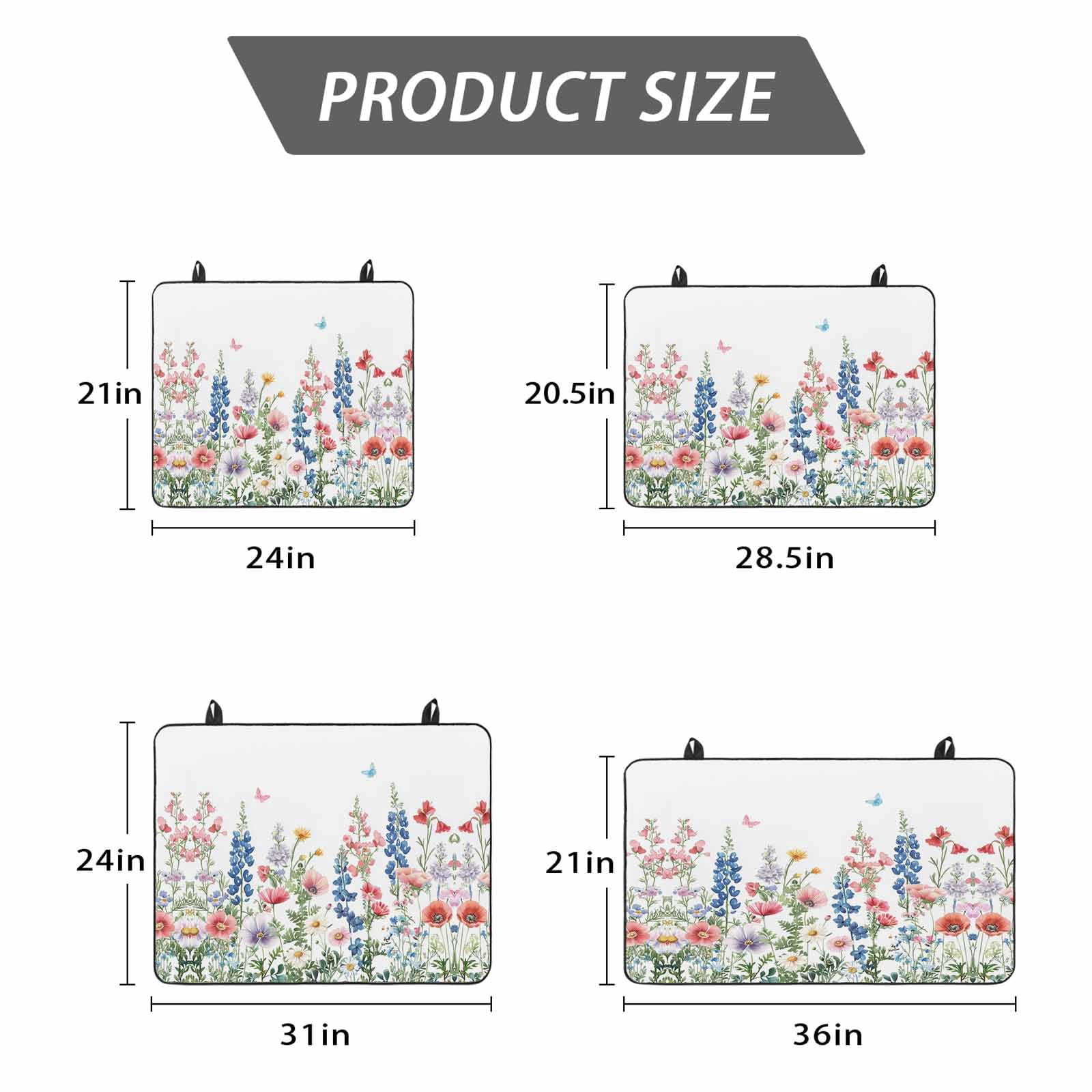 Watercolor Flowers Stove Top Cover for Electric Stove, Heat-proof & Non Slip Glass Top Stove Cover Protector, Blue Pink Butterfly Spring Bptanical Kitchen Flat Cooktop Rubber Mat 24x21 Inches