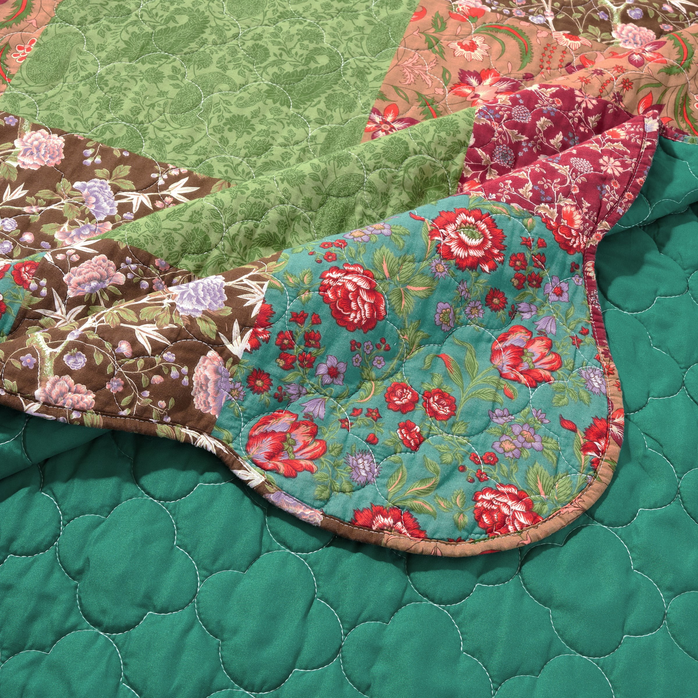 Greenland Home Fashions Danica Cotton-Rich Quilt Set, 3-Piece Full/Queen, for Teens and Adults
