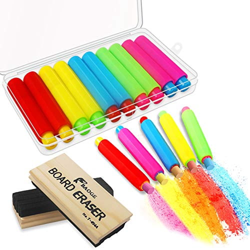 10 Pcs Colored Chalk Holder Chalk Clip with Storage Case and 2 Pack