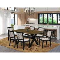 East West Furniture X-Style 7-Piece Kitchen Table Set in Distressed Jacobean
