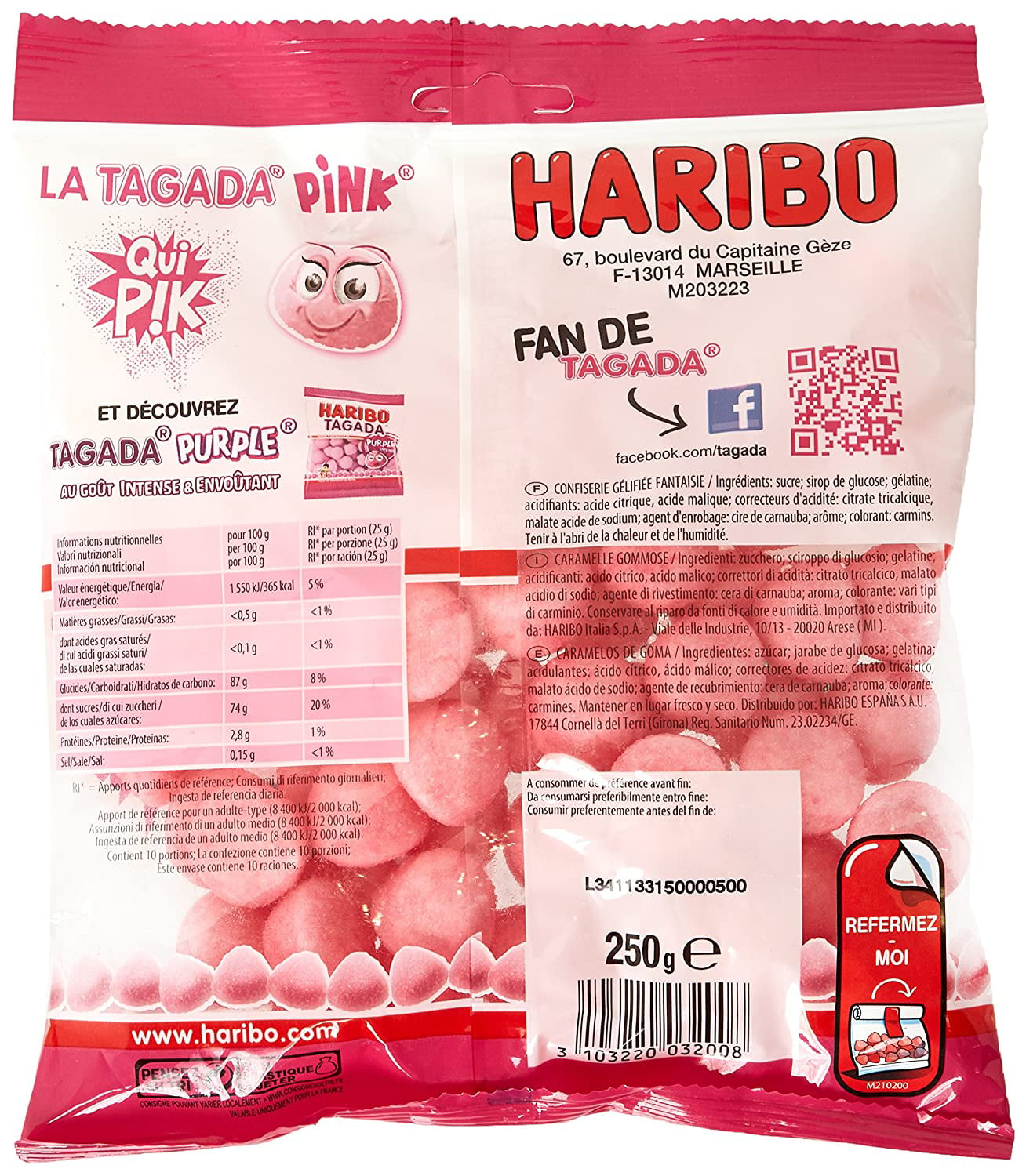Haribo Fraise Tagada Pink 250g