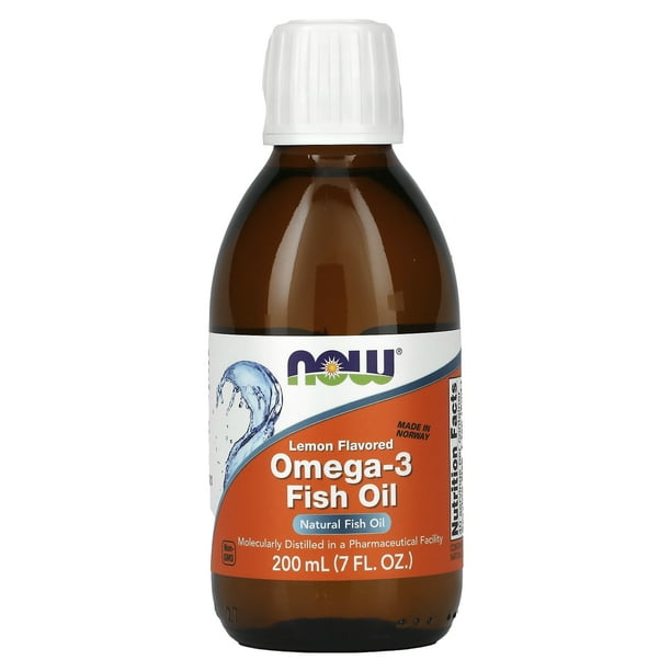 NOW Omega3 Fish Oil Liquid, Lemon, 7 Fl Oz.