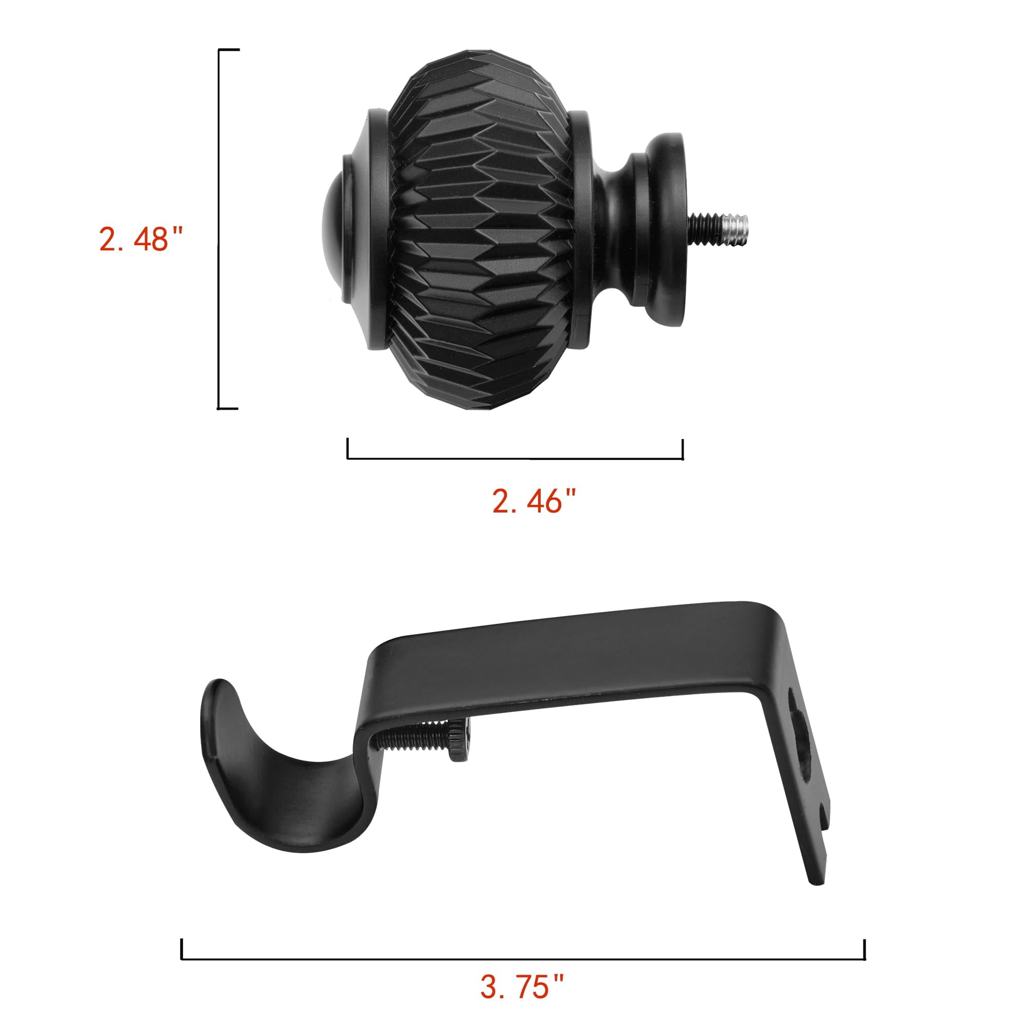 UTOPIA ALLEY Wall Mounted 3/4 Inch Curtain Rod - Curtain Rods For Windows 86 to 120 Inch, Adjustable Drapery Rods, Black Curtain Rods, Bedroom Curtain Rods, Tapestry Poles (Black, 86"-120")