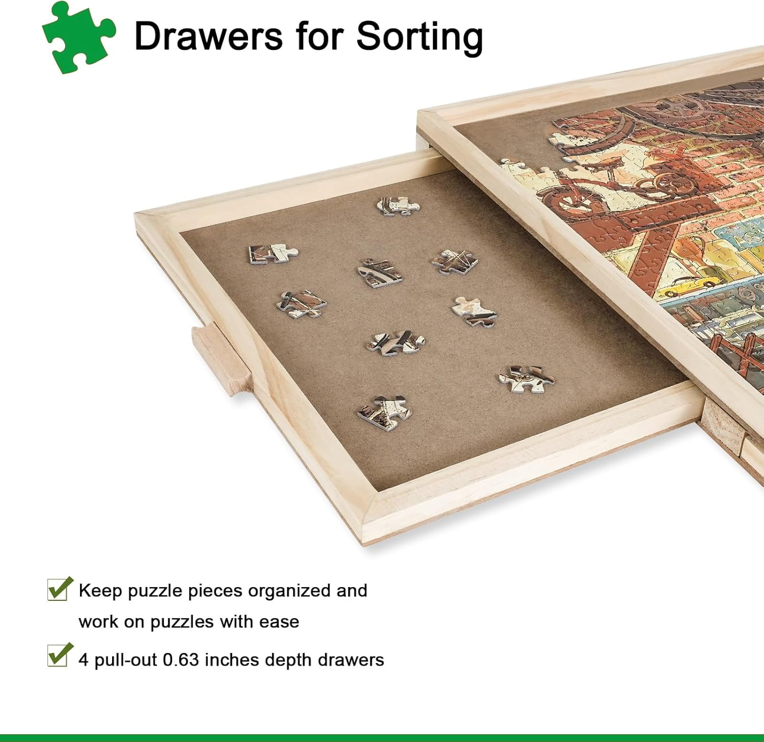 1500 Pieces Rotating Puzzle Board with 4 Drawers and Cover,25"x34" Portable Wooden Jigsaw Puzzle Table for Adults,Lazy Susan Spinning Puzzle Boards Birthday Gift for mom