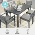thumbnail image 5 of Martha Stewart Indoor-Outdoor Patio Set with 60" Table and 6 Dining Chairs with Gray Brushed Woodgrain Aluminum Finish and Gray All-Weather Seat Cushions, 5 of 12