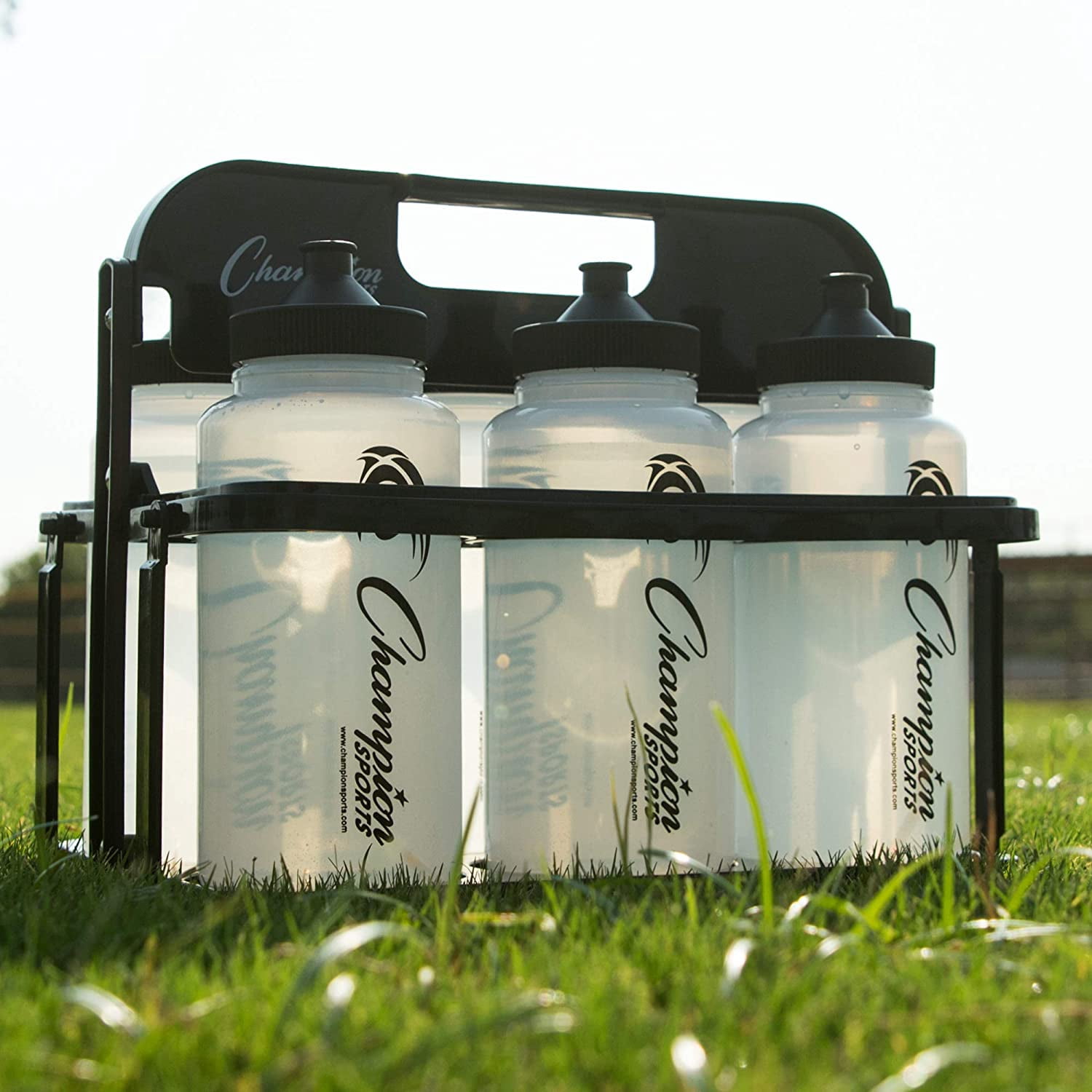 Champion Sports Plastic Water Bottle Set, Quart, Black