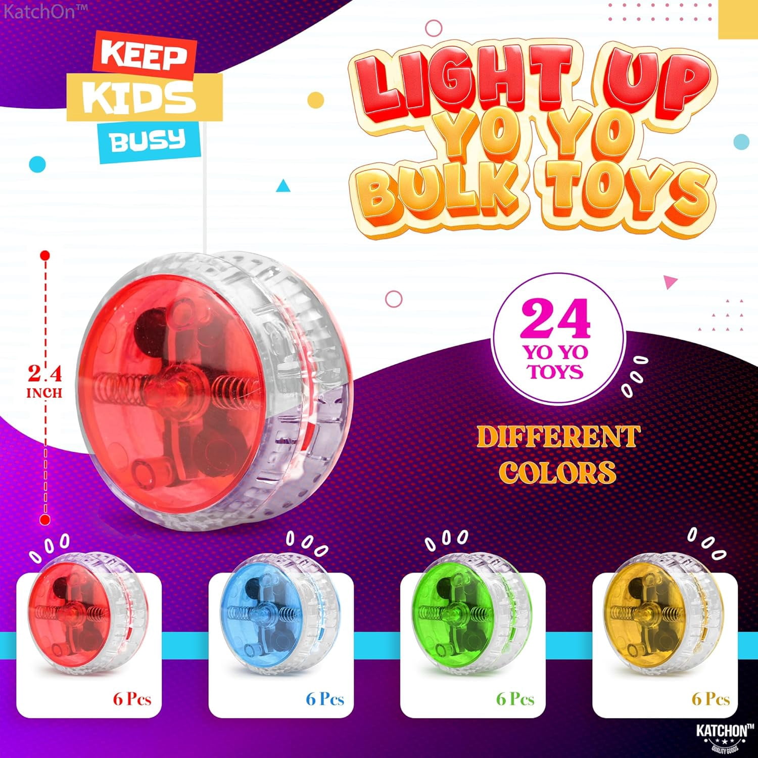 KatchOn, Multicolor, Light Up Yoyos - Pack of 24 | LED Yoyo Bulk,  Birthday Party Favors for Kids | Summer Party Favors |  Party Favors for Kids